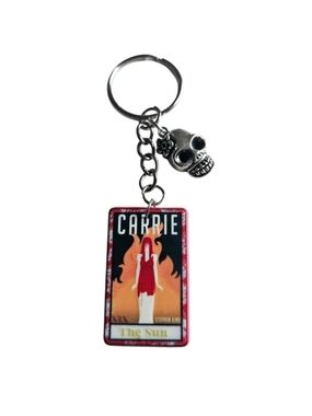 Carrie The Sun Tarot Card Keychain with Skull Charm